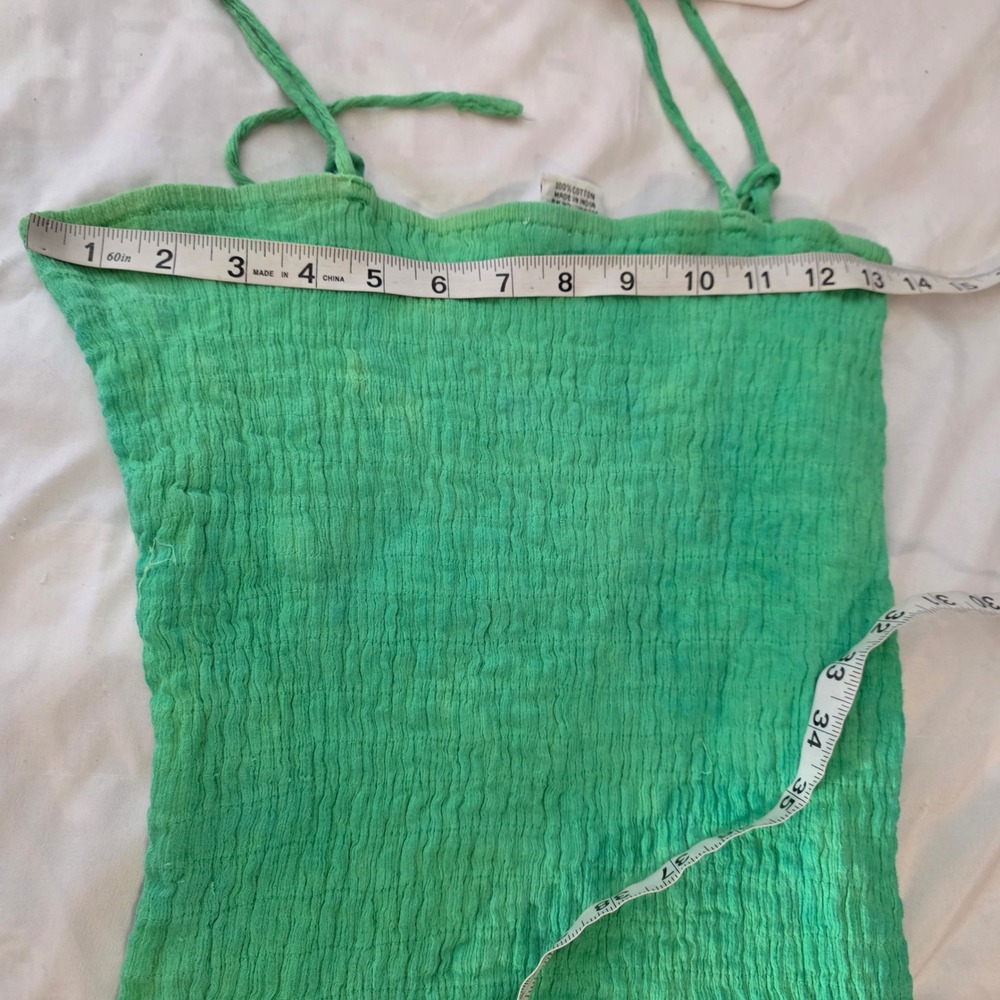 Advance Apparels Womens Dress Free Size Green Blue Tie Dye Smocked Boho Fairy - Picture 9 of 9